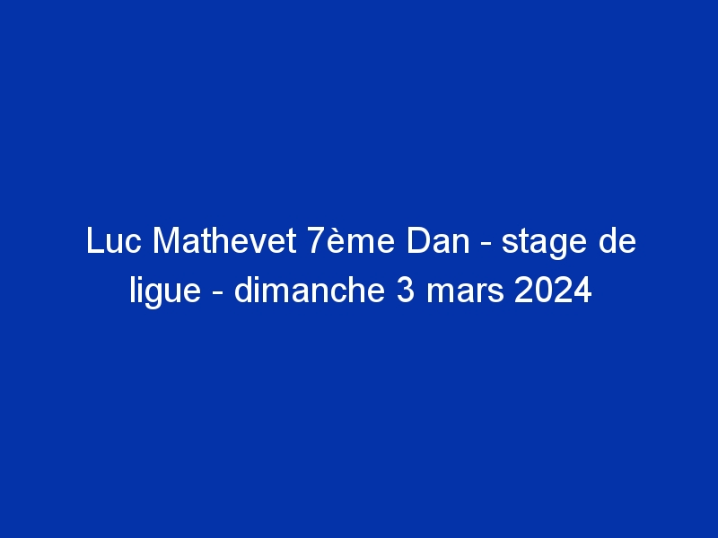 Luc Mathevet 7ème Dan - stage de ligue - dimanche 3 mars 2024